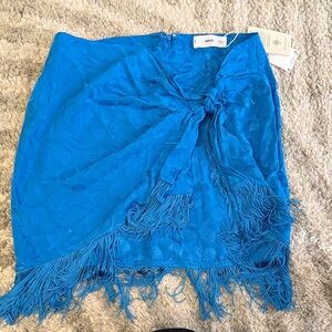 Mango Vibrant Blue Fringe Skirt